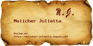Melicher Julietta névjegykártya